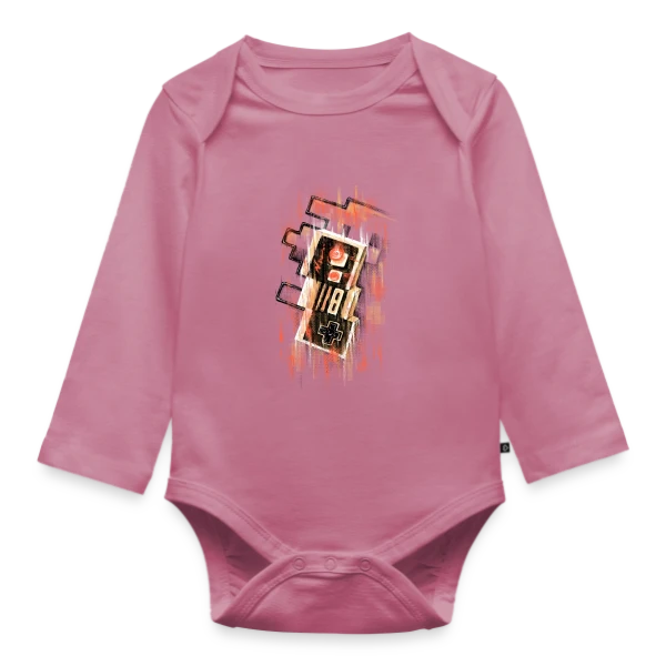 Manette Rétro Floue NES sur Body Bébé bio manches longues
