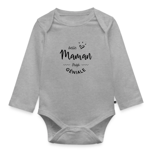 Maquette de Body Bébé bio manches longues « Ma Belle-Maman est Trop Géniale : Le T-shirt Parfait » à personnaliser