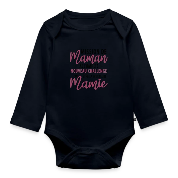 Mission Maman Accomplie : J'deviens Mamie ! Annonce Grossesse sur Body Bébé bio manches longues