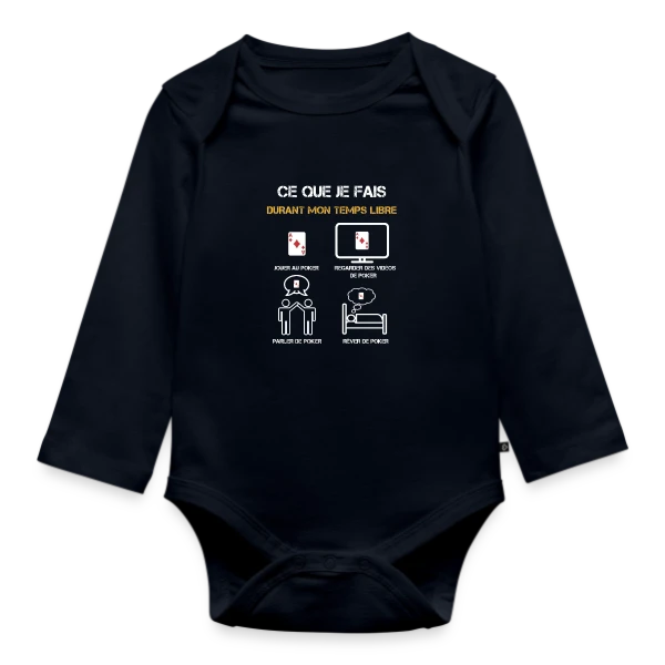 poker temps libre humour sur Body Bébé bio manches longues
