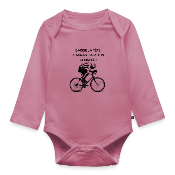 Cyclisme Humour - Design Minimaliste Vélo sur Body Bébé bio manches longues