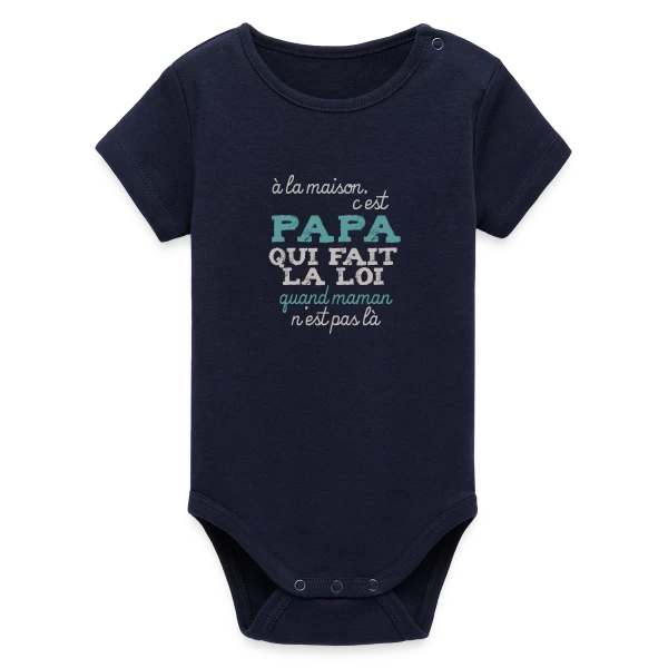 Papa fait la loi sur Body bébé manches courtes bio Stanley/Stella