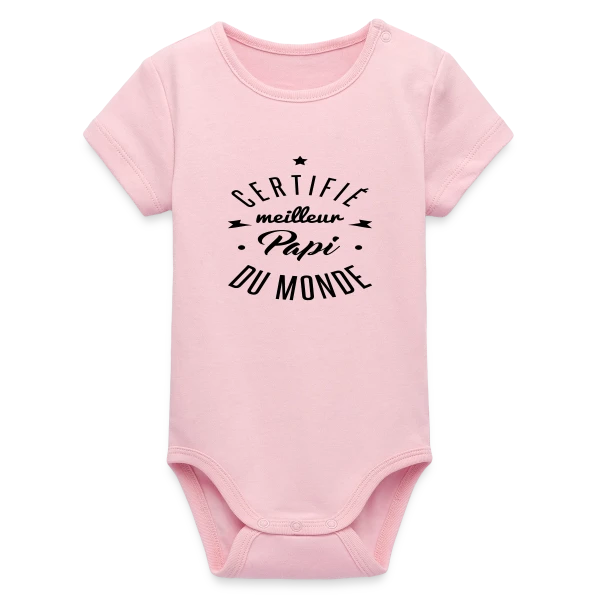 Maquette de Body bébé manches courtes bio Stanley/Stella « Le T-shirt "Meilleur Papi Certifié" » à personnaliser