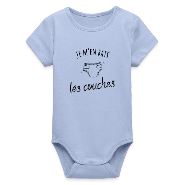 Humour "Je M'en Bats Les Couches" - Idée Cadeau Drôle sur Body bébé manches courtes bio Stanley/Stella