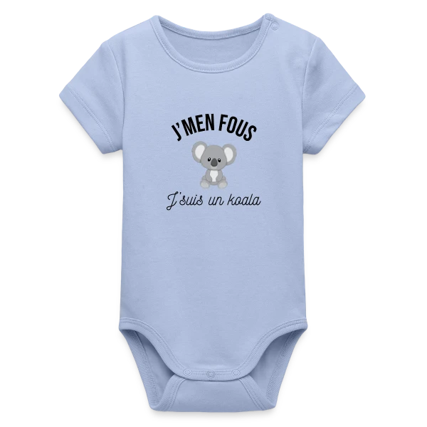 "J'm'en Fous, J'suis un Koala" - Humour Décontracté sur Body bébé manches courtes bio Stanley/Stella