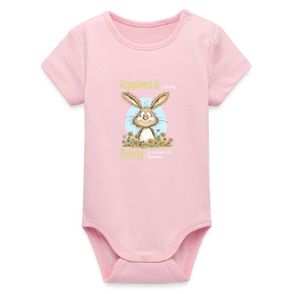 Lapin Printanier et Pâques sur Body bébé manches courtes bio Stanley/Stella
