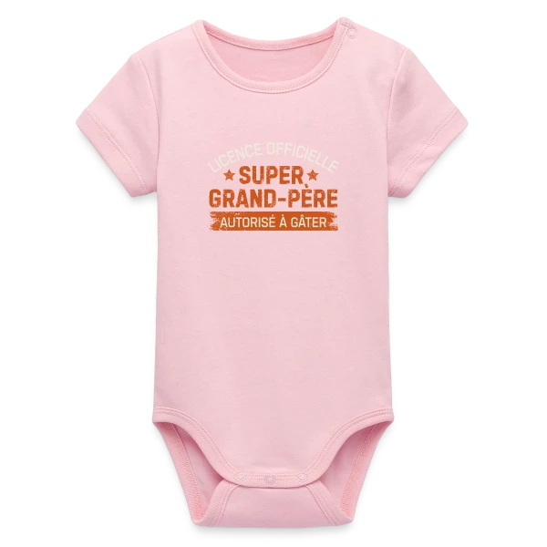 Maquette de Body bébé manches courtes bio Stanley/Stella « Licence de Grand-Père : T-shirt Humour Papy » à personnaliser