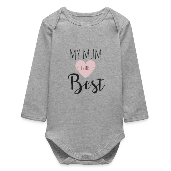 Maquette de Body bébé manches longues biologique « Ma Maman est la Meilleure : T-shirt Adorable » à personnaliser