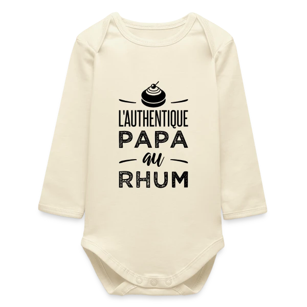 L'Authentique Papa au Rhum sur Body bébé manches longues biologique