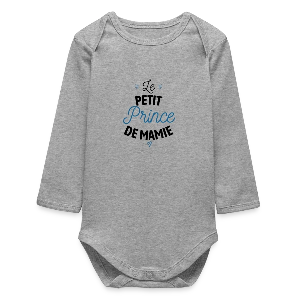 Maquette de Body bébé manches longues biologique « Mon Petit Prince de Mamie » à personnaliser