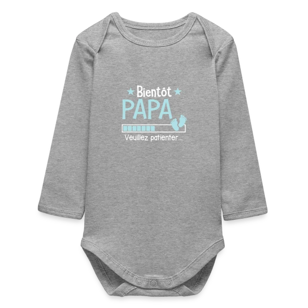 Maquette de Body bébé manches longues biologique « Bientôt Papa : Le Cadeau Idéal du Futur Père » à personnaliser