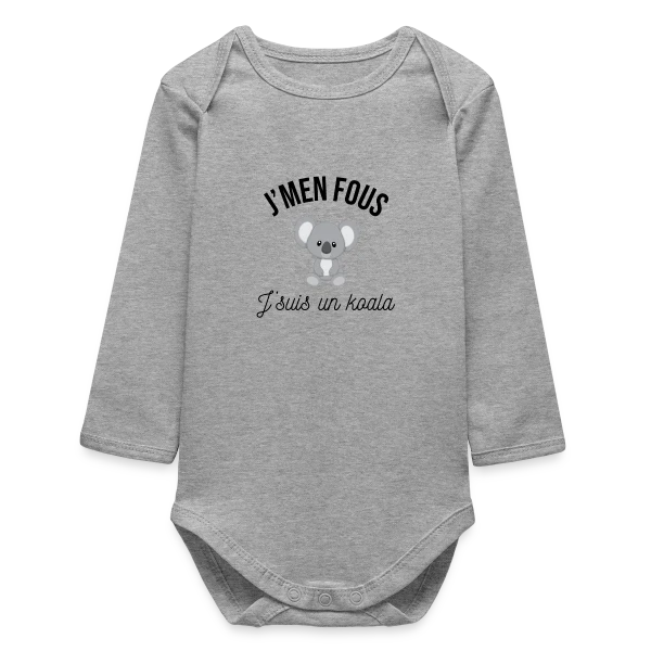 "J'm'en Fous, J'suis un Koala" - Humour Décontracté sur Body bébé manches longues biologique