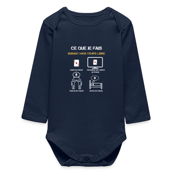 poker temps libre humour sur Body bébé manches longues biologique