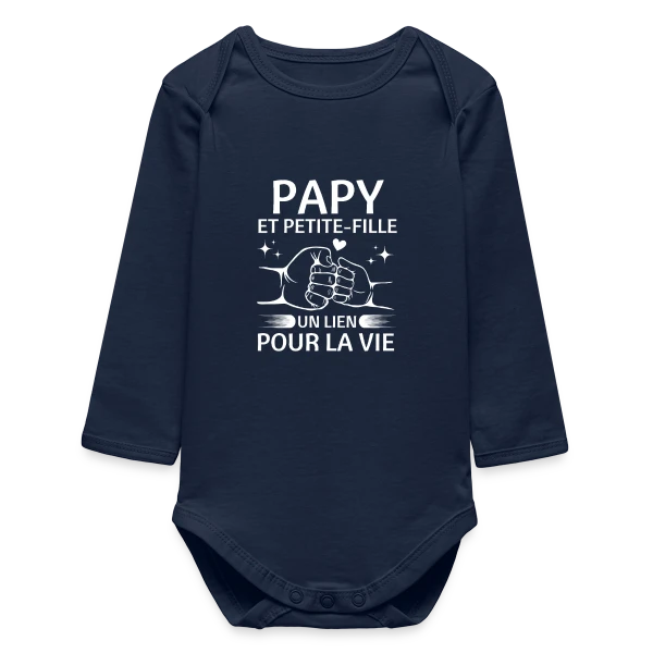 Maquette de Body bébé manches longues biologique « Papy et Petite-Fille - Un Lien pour la Vie » à personnaliser