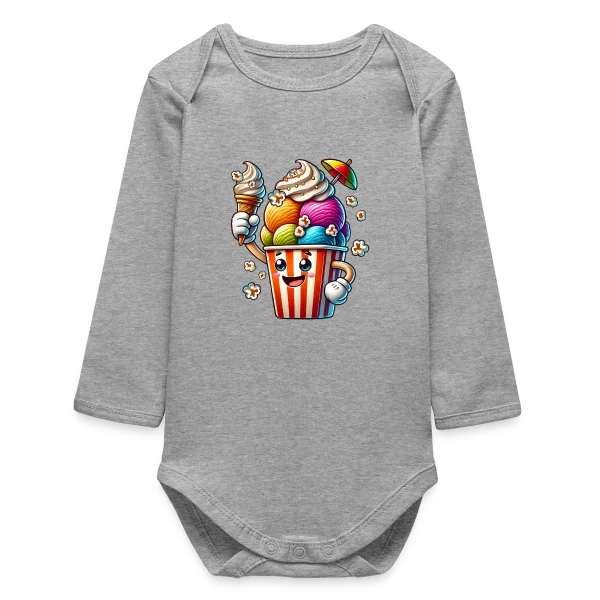 Glace Comic : Fun, Fraîcheur Estivale & Gourmandise sur Body bébé manches longues biologique