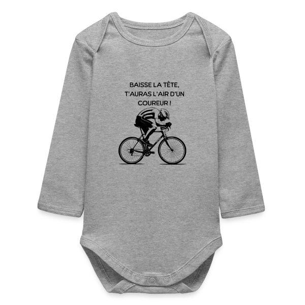 Cyclisme Humour - Design Minimaliste Vélo sur Body bébé manches longues biologique