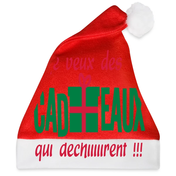 Maquette de Bonnet de Noël « Je Veux des Cadeaux Qui Déchirent ! » à personnaliser