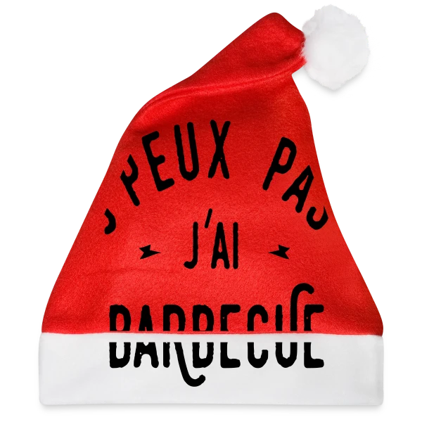 Maquette de Bonnet de Noël « J'PEUX PAS J'AI BARBECUE - Humour & Grillades » à personnaliser