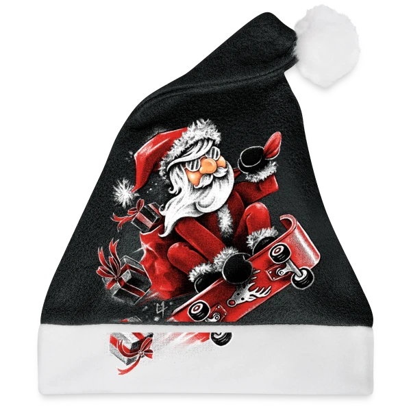 Maquette de Bonnet de Noël « Père Noël Skateur Fou » à personnaliser