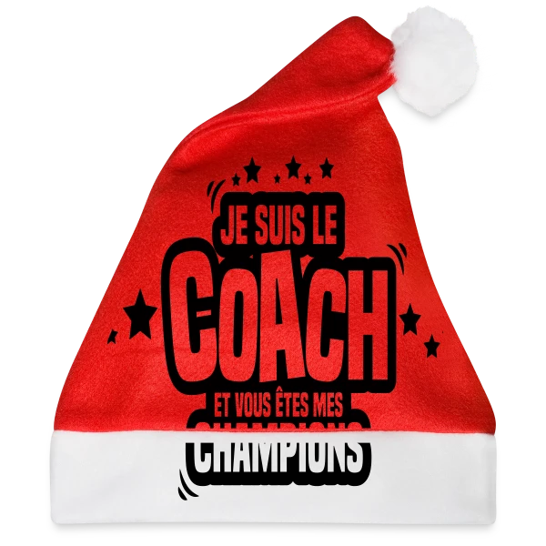 Coach Humoristique : Je Suis Le Coach, Vous Êtes Mes Champions sur Bonnet de Noël