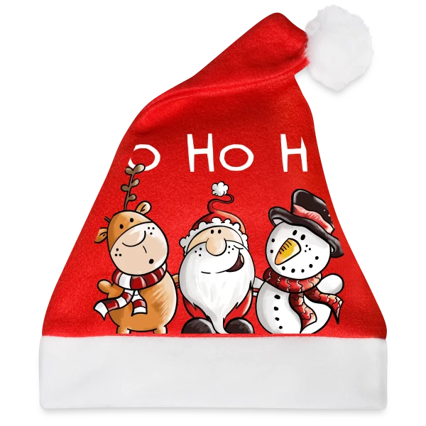 Maquette de Bonnet de Noël « Ho Ho Ho Père Noël et ses Amis - Fête de Noël » à personnaliser