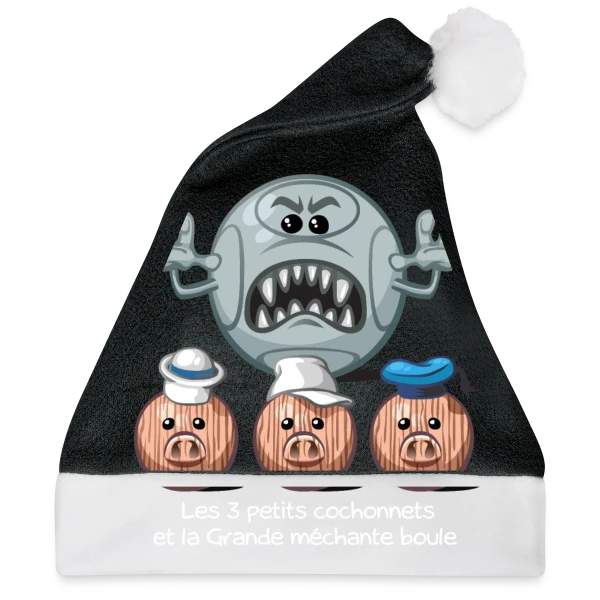 Maquette de Bonnet de Noël « Les 3 petits cochons » à personnaliser