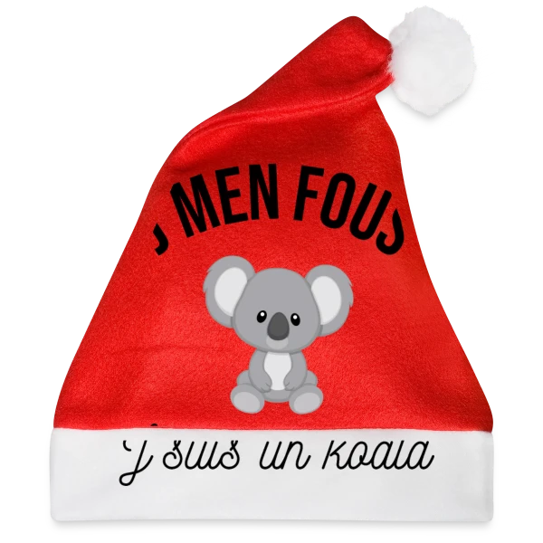 Maquette de Bonnet de Noël « "J'm'en Fous, J'suis un Koala" - Humour Décontracté » à personnaliser