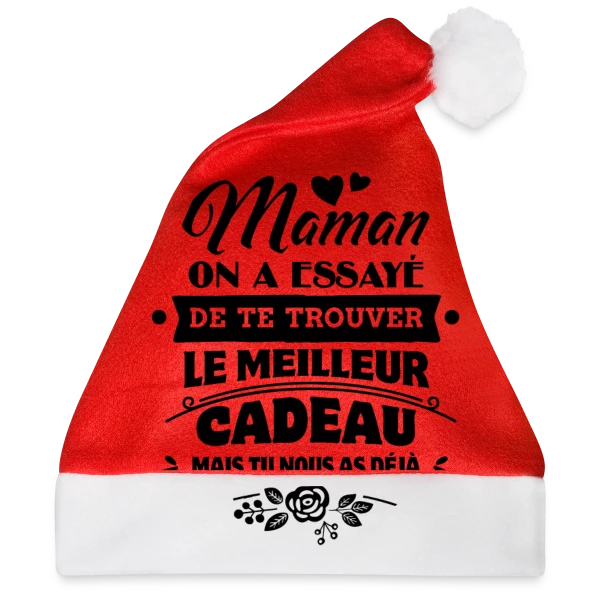 Maquette de Bonnet de Noël « Fête des Mères: Maman, Tu es Notre Plus Beau Cadeau » à personnaliser