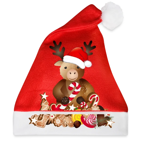 Maquette de Bonnet de Noël « Renne de Noël Adorable avec Chapeau » à personnaliser