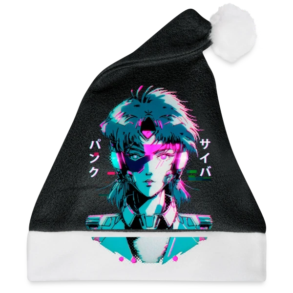 Maquette de Cyberpunk Anime Girl : Esthétique Glitch Années 80 à personnaliser