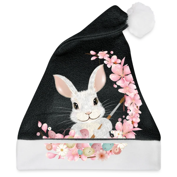 Maquette de Lapin de Pâques Enchanteur: Fleurs et Pinceau Pastel à personnaliser