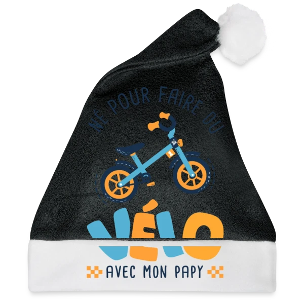 Maquette de Bonnet de Noël « "Né pour le Vélo avec Papy" » à personnaliser