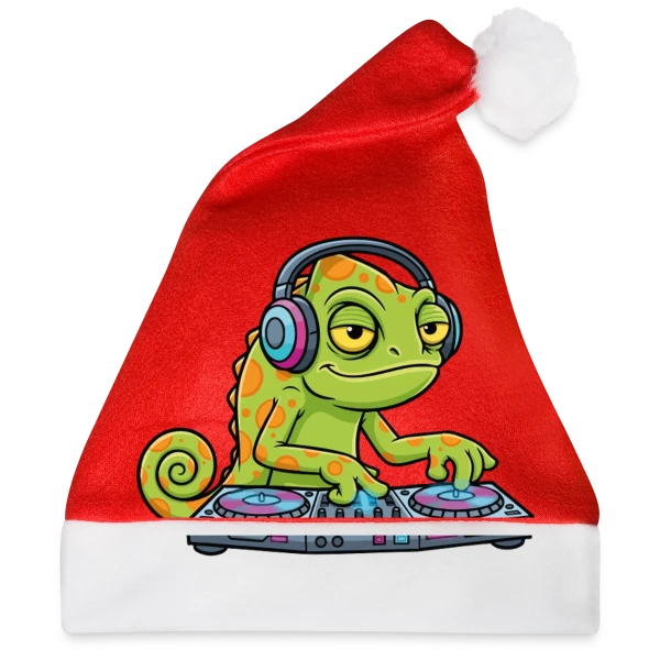 Maquette de Caméléon DJ Mascotte Cartoon à personnaliser