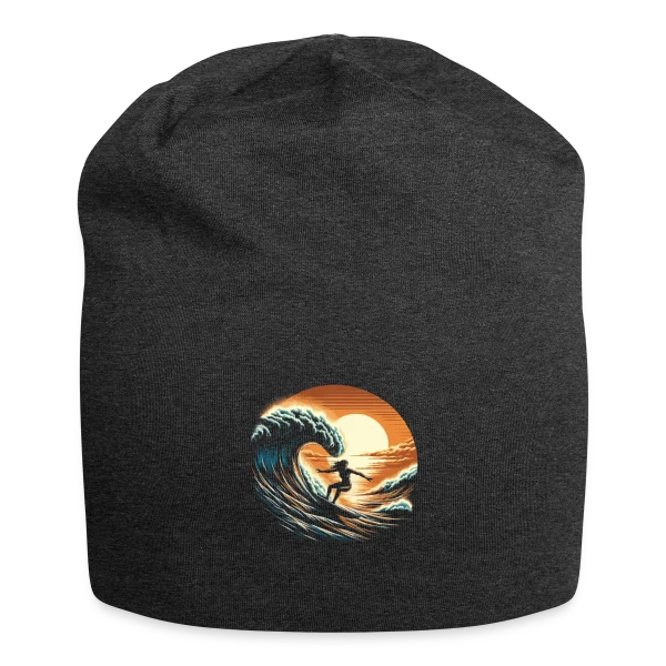 Sunset Surfing Girl - Vague & Coucher de Soleil sur Bonnet en jersey