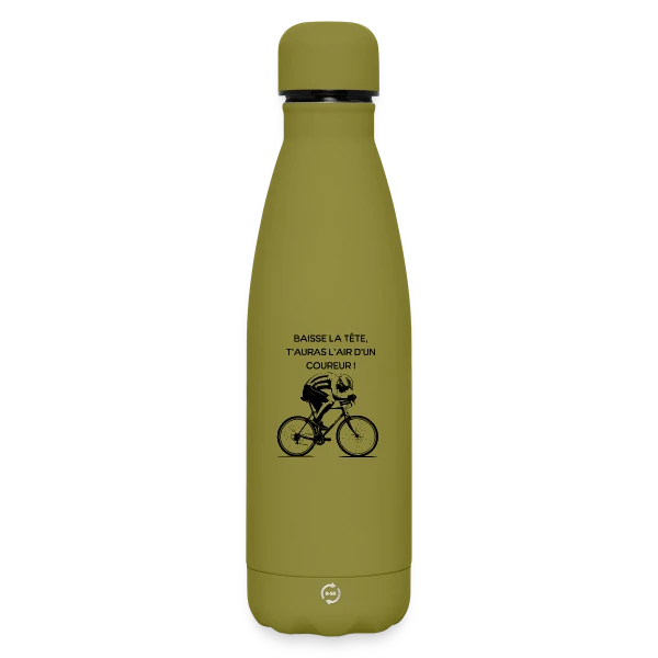 Maquette de Bouteille isotherme Soft Touch - Cyclisme Humour - Design Minimaliste Vélo à personnaliser
