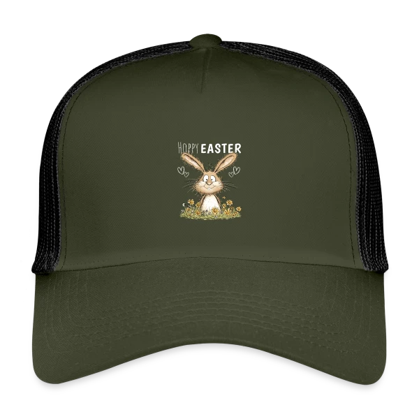 Joyeuses Pâques Lapin Fleuri sur Casquette trucker enfant