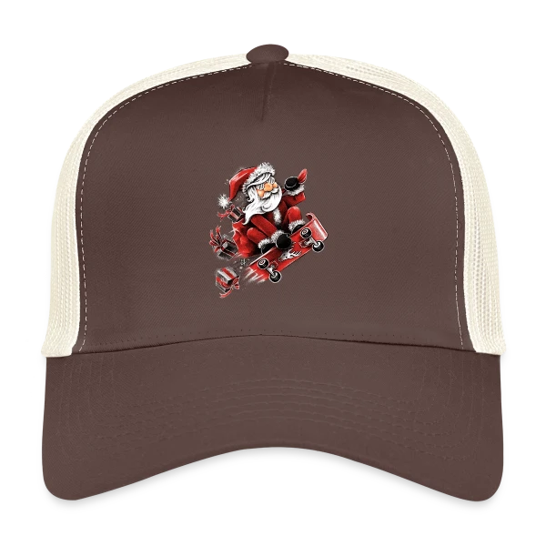 Père Noël Skateur Fou sur Casquette trucker