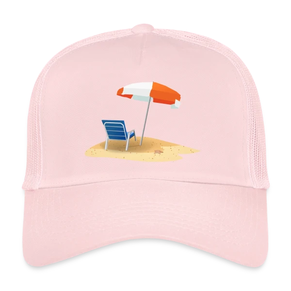 Parasol et Transat Plage sur Casquette trucker
