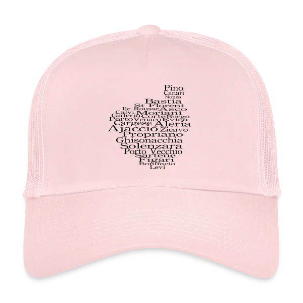 Carte Corse Villes Typographie sur Casquette trucker