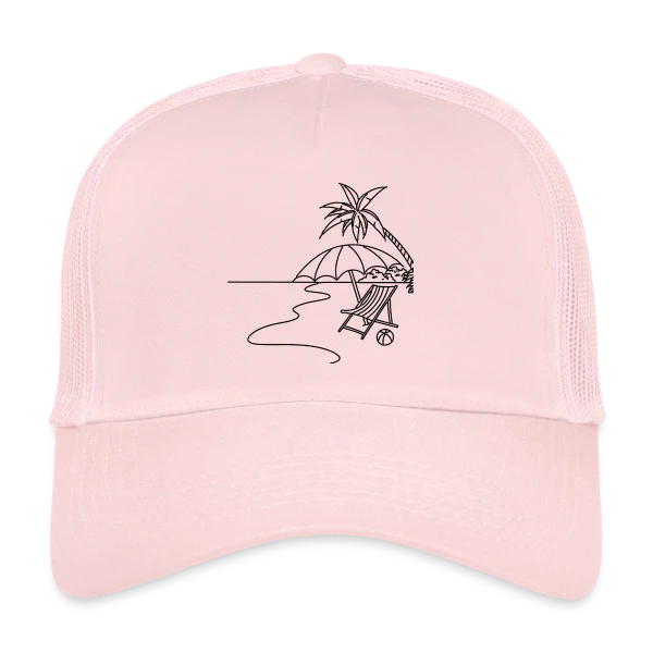 Scène de Plage Minimaliste sur Casquette trucker