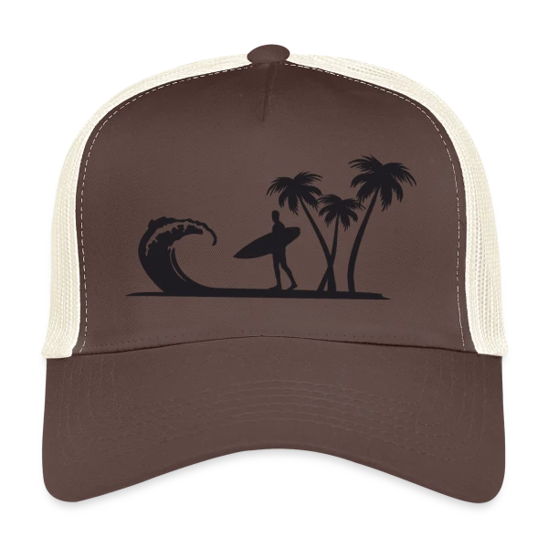 Surfeur Vague Palmiers sur Casquette trucker