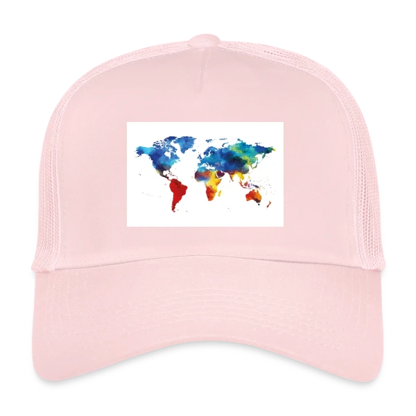 Carte du Monde Aquarelle sur Casquette trucker