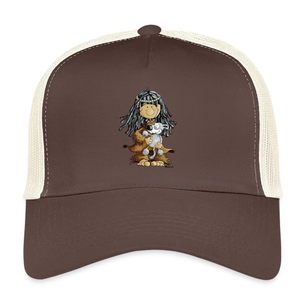 Petite Indienne et son Loup Ami sur Casquette trucker