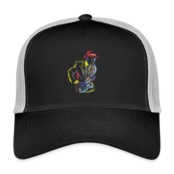 Saxophoniste Jazz Fanfare sur Casquette trucker