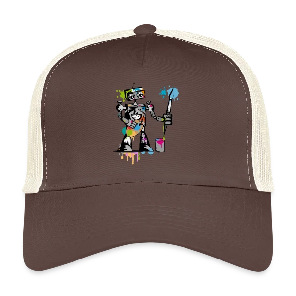 Le Robot Artiste au Pinceau sur Casquette trucker