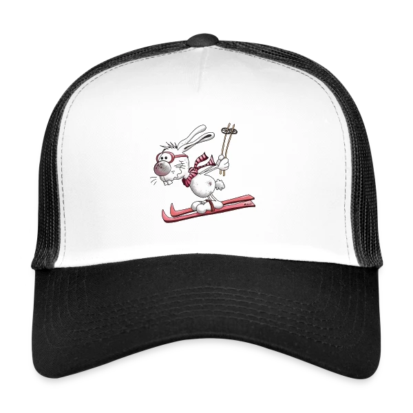 Lapin Skieur sur la Piste sur Casquette trucker