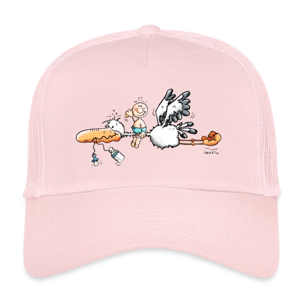 La Cigogne Apporte le Bonheur Bébé sur Casquette trucker
