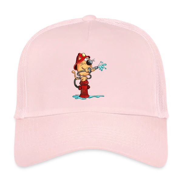 Le Chat Pompier Rigolo sur Casquette trucker