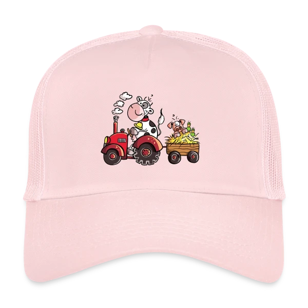La Vache au Volant, le Cochon à Bord - T-shirt Agricole Fun sur Casquette trucker