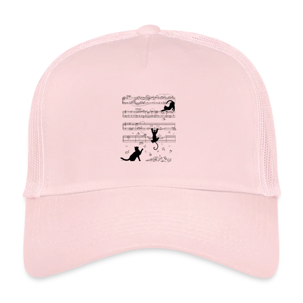 Chats Musiciens Partitions sur Casquette trucker